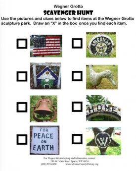 Grotto Scavenger Hunt Worksheet with no clues