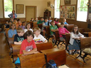 Students in desks at Brackett School